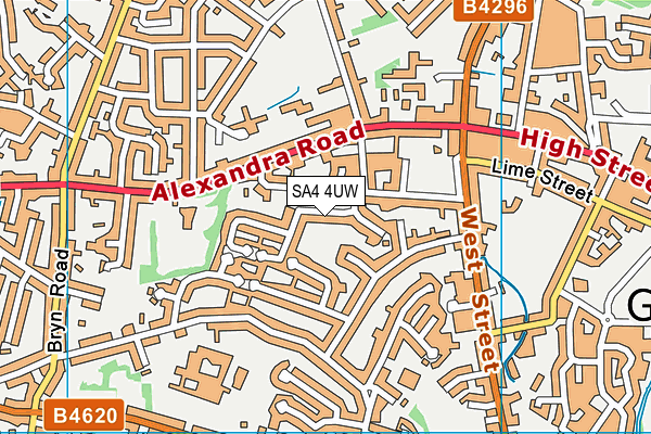 SA4 4UW map - OS VectorMap District (Ordnance Survey)