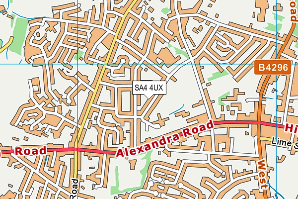 SA4 4UX map - OS VectorMap District (Ordnance Survey)
