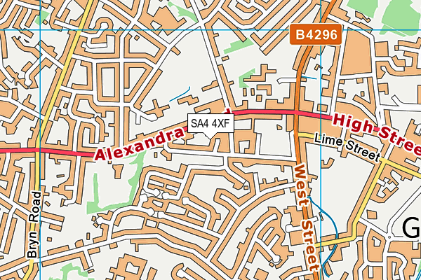 SA4 4XF map - OS VectorMap District (Ordnance Survey)