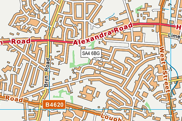 SA4 6BG map - OS VectorMap District (Ordnance Survey)