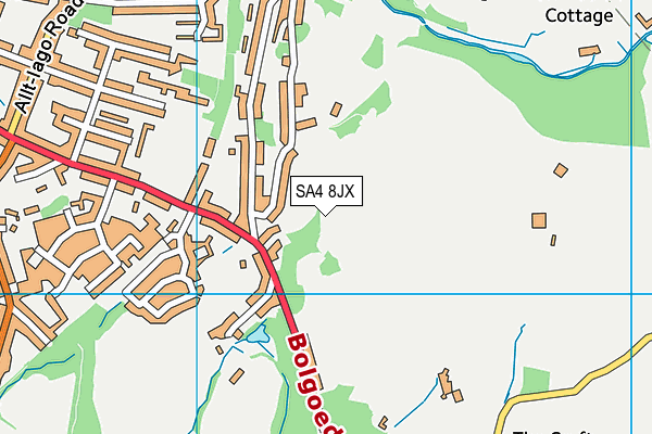 SA4 8JX map - OS VectorMap District (Ordnance Survey)