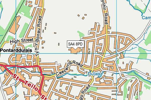 Pontarddulais Comprehensive School map (SA4 8PD) - OS VectorMap District (Ordnance Survey)