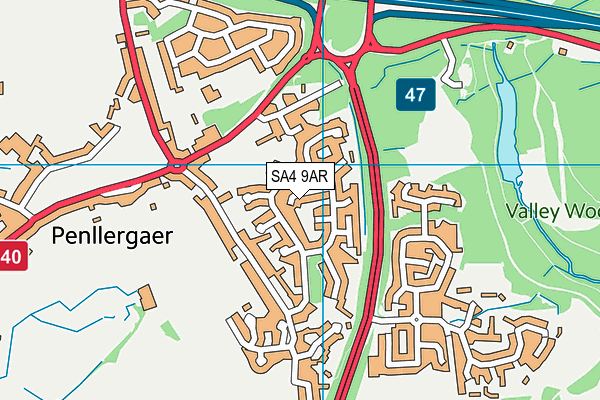 SA4 9AR map - OS VectorMap District (Ordnance Survey)