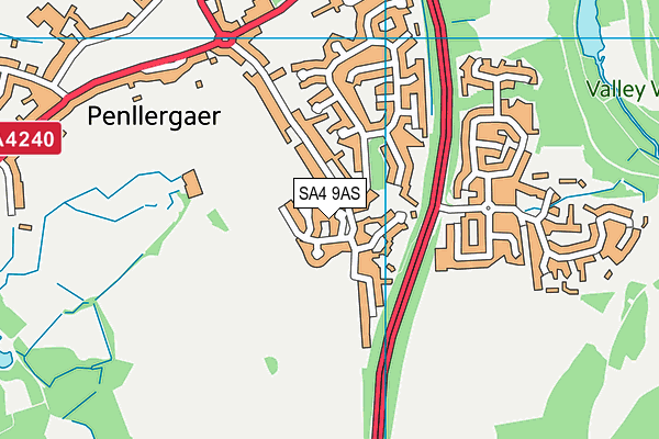 SA4 9AS map - OS VectorMap District (Ordnance Survey)