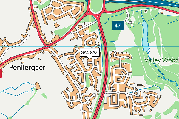SA4 9AZ map - OS VectorMap District (Ordnance Survey)