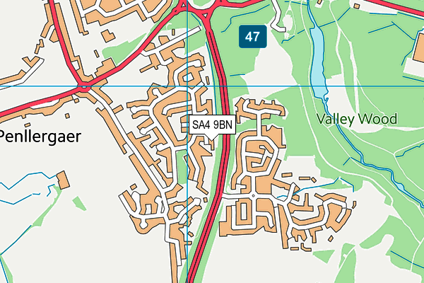 SA4 9BN map - OS VectorMap District (Ordnance Survey)