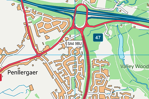 SA4 9BU map - OS VectorMap District (Ordnance Survey)