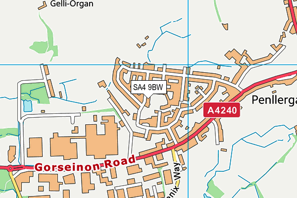 SA4 9BW map - OS VectorMap District (Ordnance Survey)