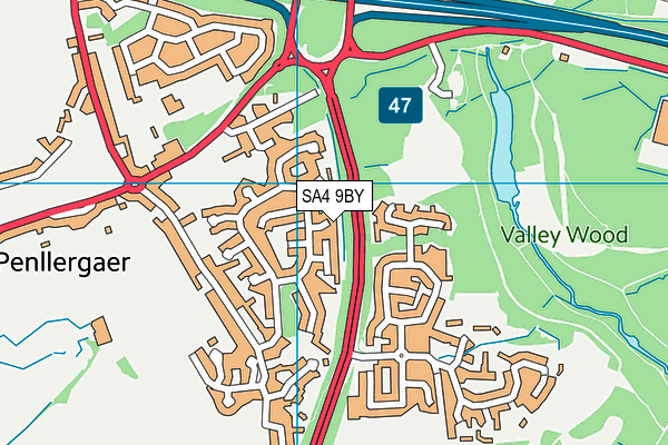 SA4 9BY map - OS VectorMap District (Ordnance Survey)