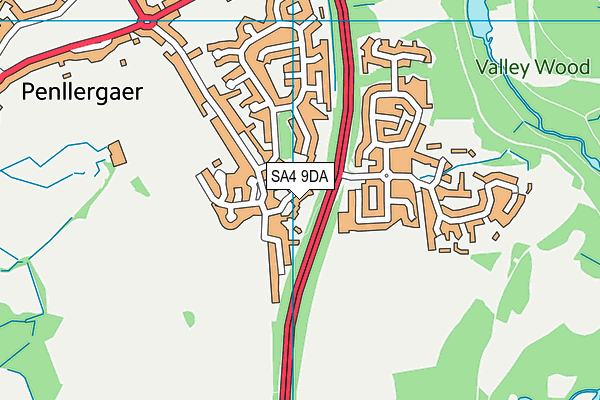 SA4 9DA map - OS VectorMap District (Ordnance Survey)