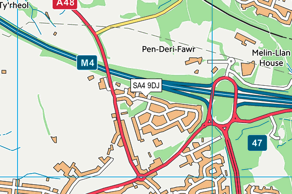 SA4 9DJ map - OS VectorMap District (Ordnance Survey)