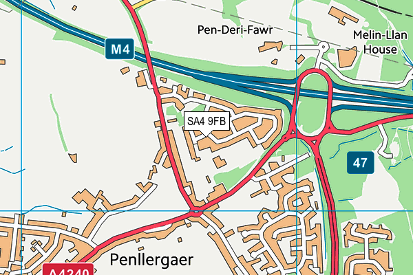 SA4 9FB map - OS VectorMap District (Ordnance Survey)