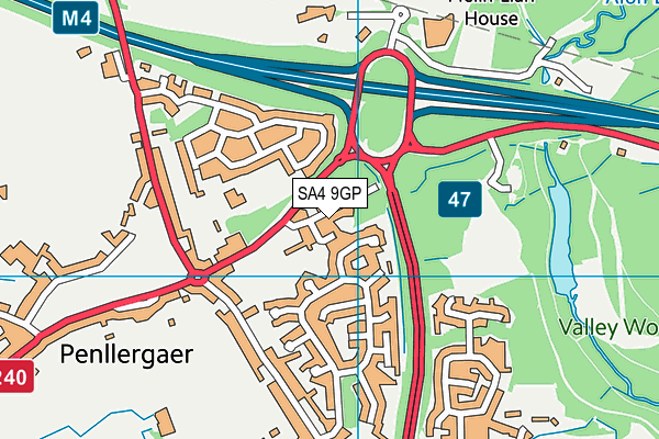 SA4 9GP map - OS VectorMap District (Ordnance Survey)