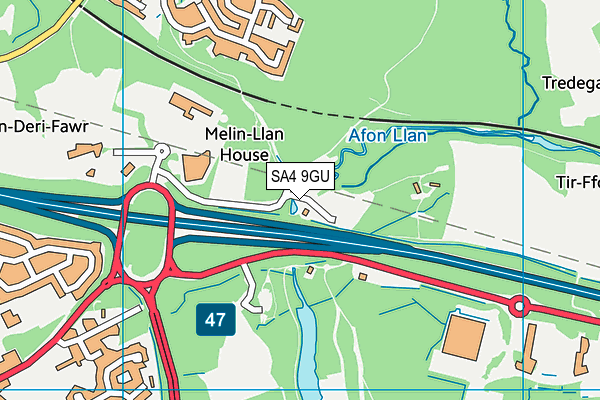 SA4 9GU map - OS VectorMap District (Ordnance Survey)