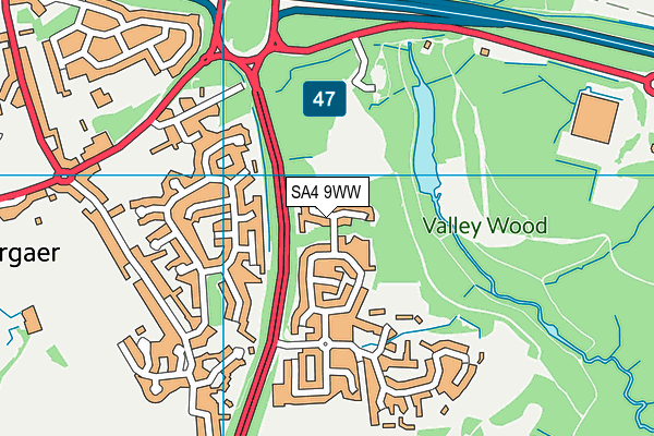 SA4 9WW map - OS VectorMap District (Ordnance Survey)