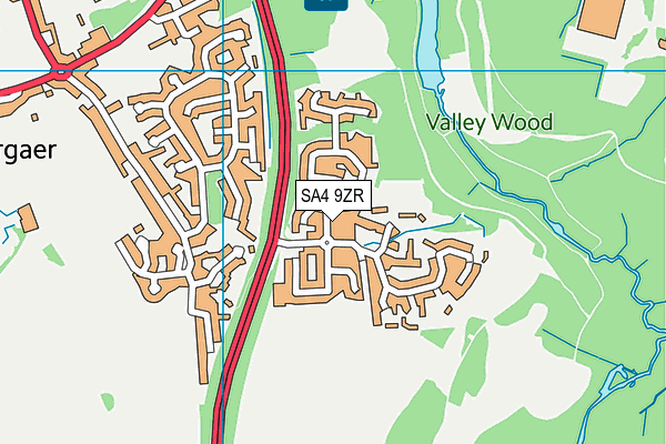 SA4 9ZR map - OS VectorMap District (Ordnance Survey)