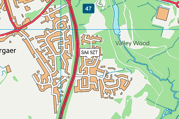 SA4 9ZT map - OS VectorMap District (Ordnance Survey)