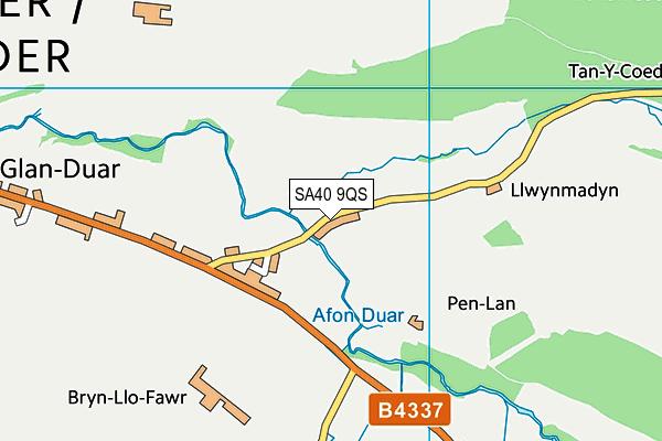 SA40 9QS map - OS VectorMap District (Ordnance Survey)