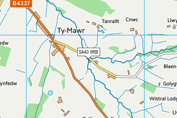 SA40 9RB map - OS VectorMap District (Ordnance Survey)