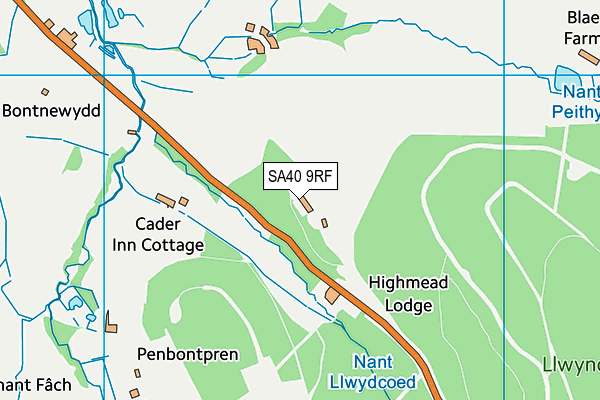 SA40 9RF map - OS VectorMap District (Ordnance Survey)