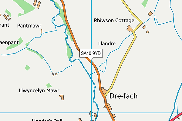 SA40 9YD map - OS VectorMap District (Ordnance Survey)