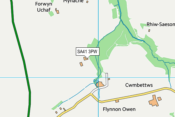 SA41 3PW map - OS VectorMap District (Ordnance Survey)