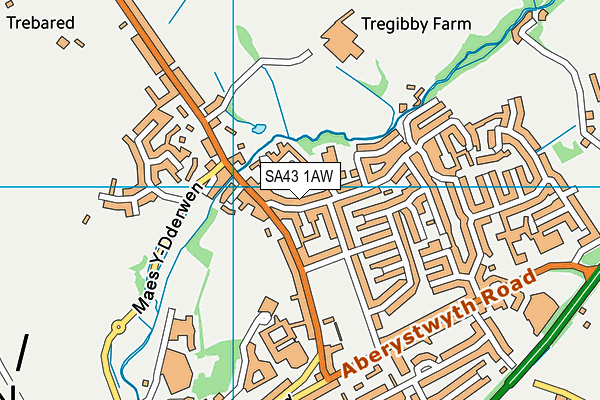 SA43 1AW map - OS VectorMap District (Ordnance Survey)