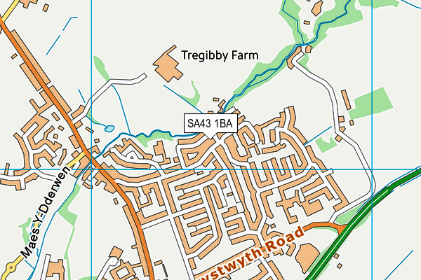 SA43 1BA map - OS VectorMap District (Ordnance Survey)