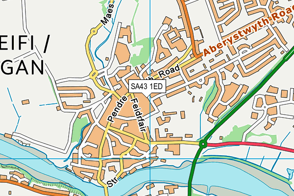 SA43 1ED map - OS VectorMap District (Ordnance Survey)