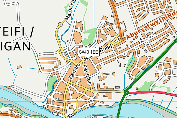 SA43 1EE map - OS VectorMap District (Ordnance Survey)