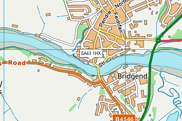 SA43 1HX map - OS VectorMap District (Ordnance Survey)