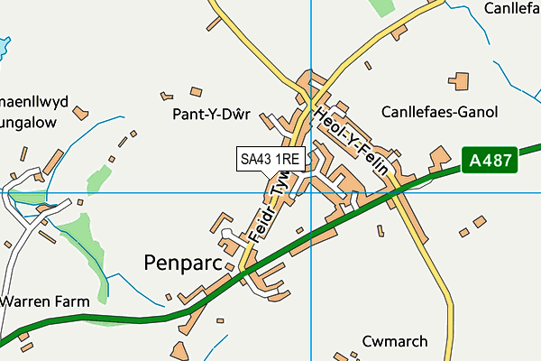 SA43 1RE map - OS VectorMap District (Ordnance Survey)