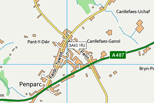 SA43 1RJ map - OS VectorMap District (Ordnance Survey)