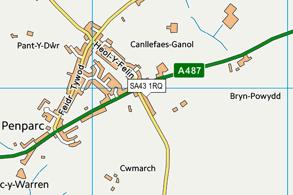 SA43 1RQ map - OS VectorMap District (Ordnance Survey)