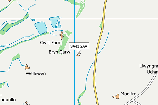 SA43 2AA map - OS VectorMap District (Ordnance Survey)