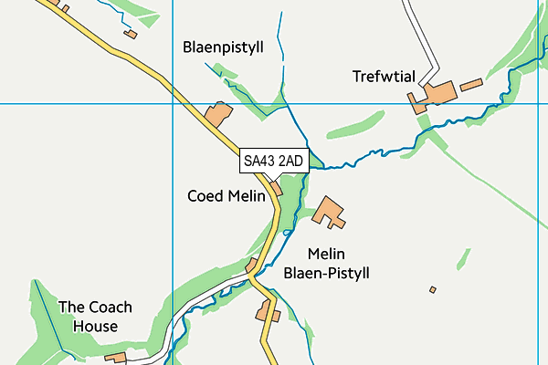 SA43 2AD map - OS VectorMap District (Ordnance Survey)