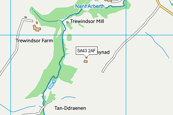 SA43 2AF map - OS VectorMap District (Ordnance Survey)