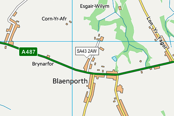 SA43 2AW map - OS VectorMap District (Ordnance Survey)