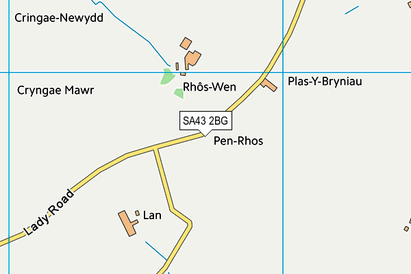 SA43 2BG map - OS VectorMap District (Ordnance Survey)