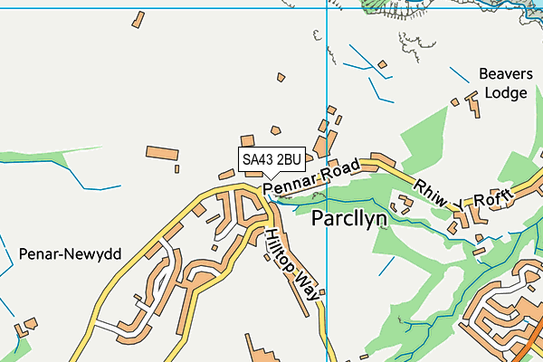 SA43 2BU map - OS VectorMap District (Ordnance Survey)