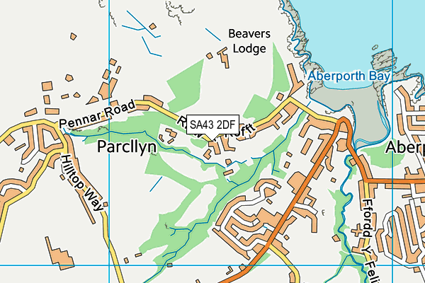 SA43 2DF map - OS VectorMap District (Ordnance Survey)