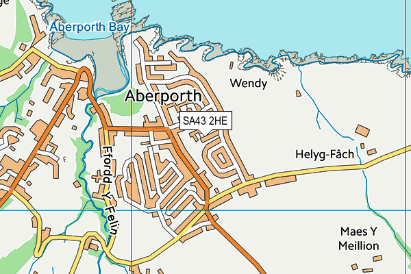 SA43 2HE map - OS VectorMap District (Ordnance Survey)