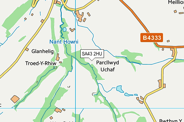SA43 2HU map - OS VectorMap District (Ordnance Survey)