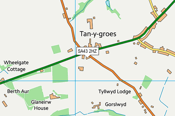 SA43 2HZ map - OS VectorMap District (Ordnance Survey)