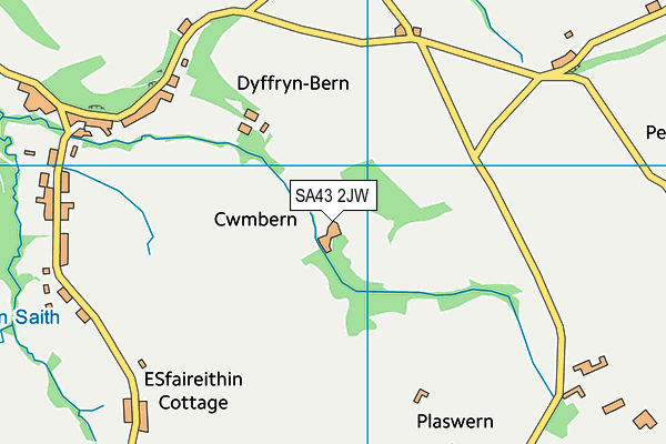 SA43 2JW map - OS VectorMap District (Ordnance Survey)