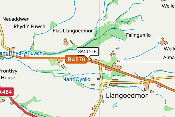 SA43 2LB map - OS VectorMap District (Ordnance Survey)