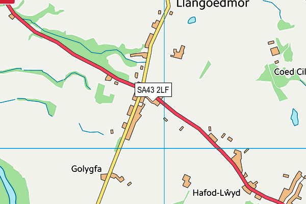 SA43 2LF map - OS VectorMap District (Ordnance Survey)