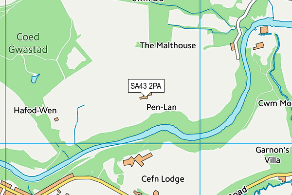 SA43 2PA map - OS VectorMap District (Ordnance Survey)