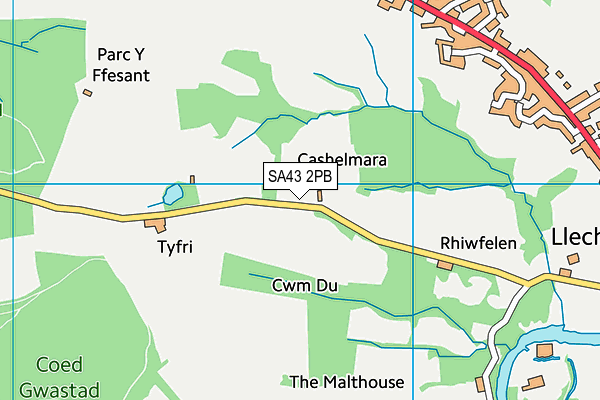 SA43 2PB map - OS VectorMap District (Ordnance Survey)