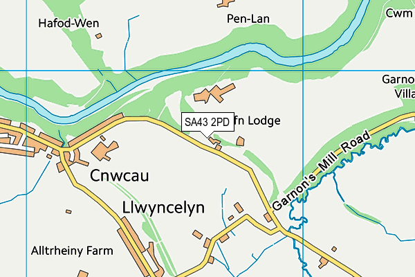 SA43 2PD map - OS VectorMap District (Ordnance Survey)